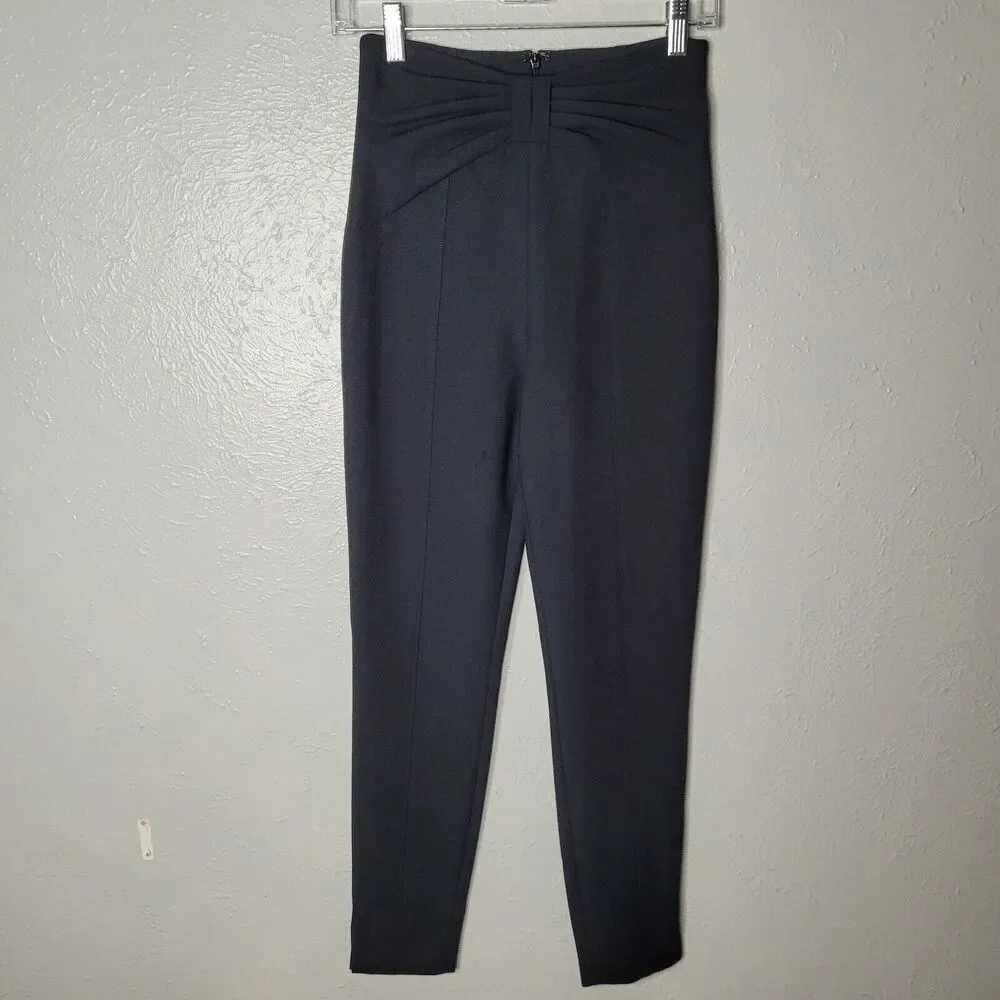 Veronica Beard Ferdinand Bow Accented Skinny Pants Trousers Black Women’s Size 0 - Picture 4 of 11